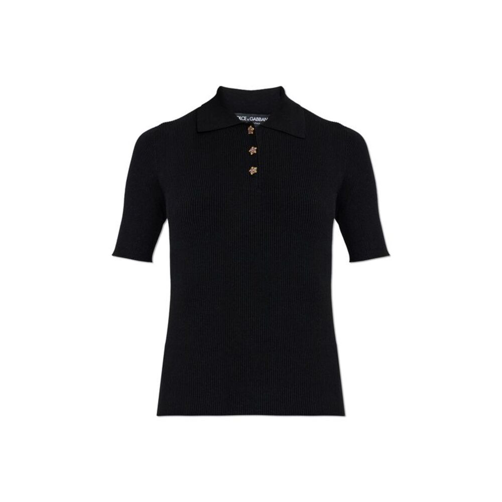 Ribbed polo with shimmering buttons